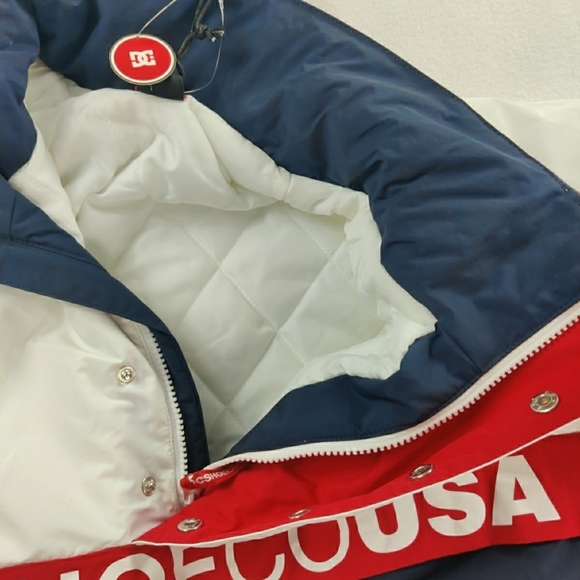 DC SHOE CO USA water Resistant Men Large Jacket Red White Blue - Picture 11 of 12